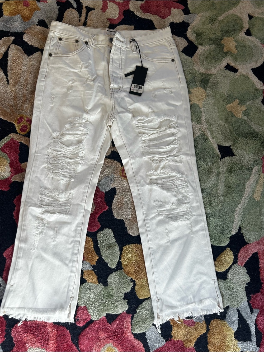 One Teaspoon Hooligan Distressed White Ripped Jeans